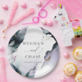 Abstrakt Dusty Blue Smokey Amethyst Pappteller (Party)