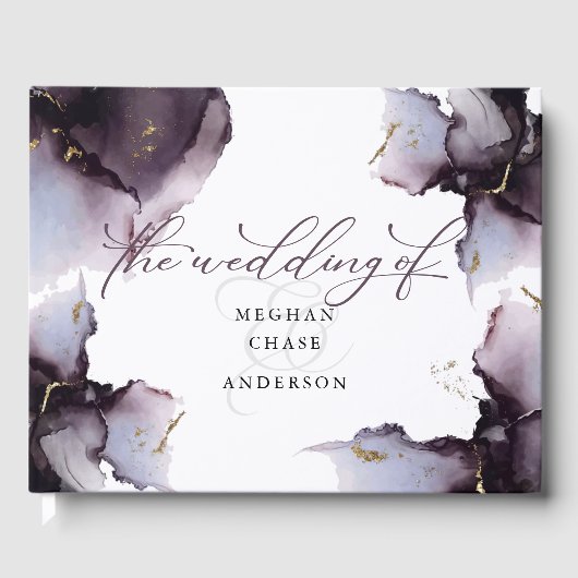 Abstrakt Dusty Heather Amethyst Geode Gästebuch (Vorderseite)