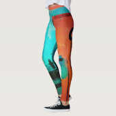 Abstrakt Dynamic Modern Orange Green Black Leggings (Links)