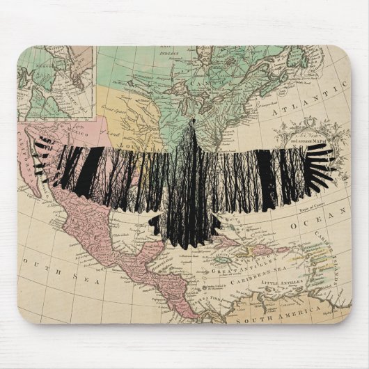 Abstrakt Eagle Tree Silhouetten Vintag USA Map Mousepad (Vorne)