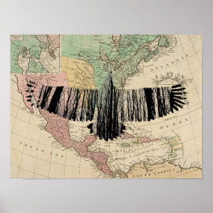 Abstrakt Eagle Tree Silhouetten Vintag USA Map Poster