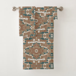 Abstrakt Earth Camouflage Brown Badhandtuch Set