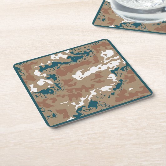 Abstrakt Earth Camouflage Brown Rechteckiger Pappuntersetzer (angewinkelt)