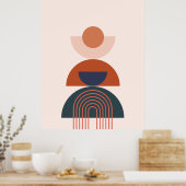Abstrakt Earth Tone Blue Arch Circle Geometric Poster (Küche)