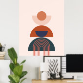 Abstrakt Earth Tone Blue Arch Circle Geometric Poster (Heimbüro)