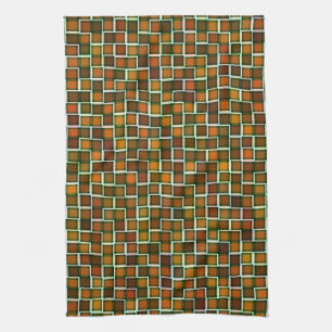 Abstrakt Earth Tone Squares-Muster Geschirrtuch