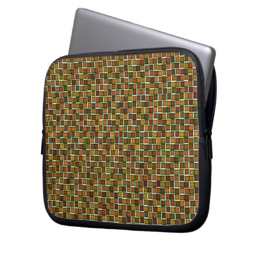 Abstrakt Earth Tone Squares-Muster Laptopschutzhülle (Vorderseite Links)