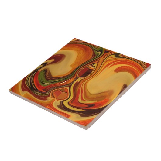 Abstrakt Earth Tone Swirl Art Print Fliese (Seite)