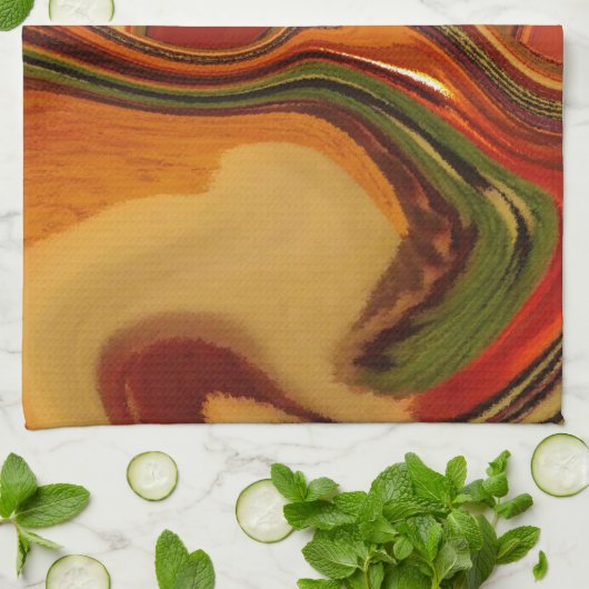 Abstrakt Earth Tone Swirl Art Print Handtuch (Gefaltet)
