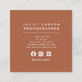 Abstrakt Einfach Terracotta Rustikal Boho Quadratische Visitenkarte (Rückseite)