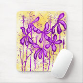 Abstrakt eingefärbte Blume Gelb Lila Mousepad (Mit Mouse)
