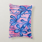 Abstrakt eingefärbte Blume Rosa Blau Dekokissen (Rückseite(Vertikal))