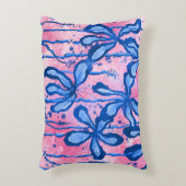 Abstrakt eingefärbte Blume Rosa Blau Dekokissen (Vorderseite(Vertikal))