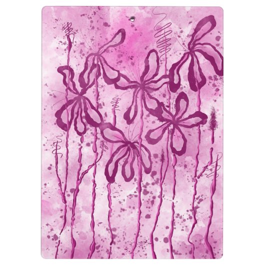 Abstrakt eingefärbte Blume rosa Klemmbrett (Rückseite)