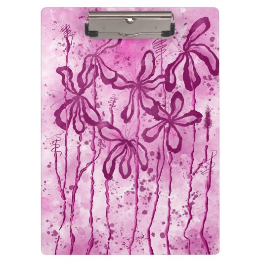Abstrakt eingefärbte Blume rosa Klemmbrett (Vorderseite)