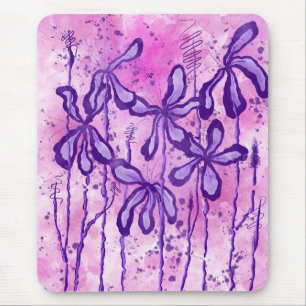 Abstrakt eingefärbte Blume Rosa Lila Mousepad