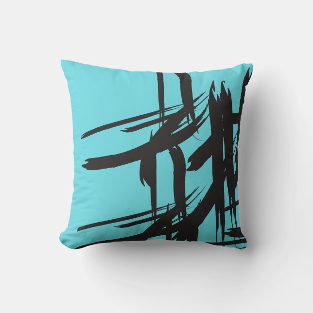 "Abstrakt Elegance" Aquamarines Blue Accent Pillow Kissen (Vorderseite)