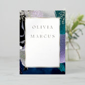 Abstrakt Elegant Aquamarin Lilac Pinselstriche Folieneinladung (Stehend vorne)