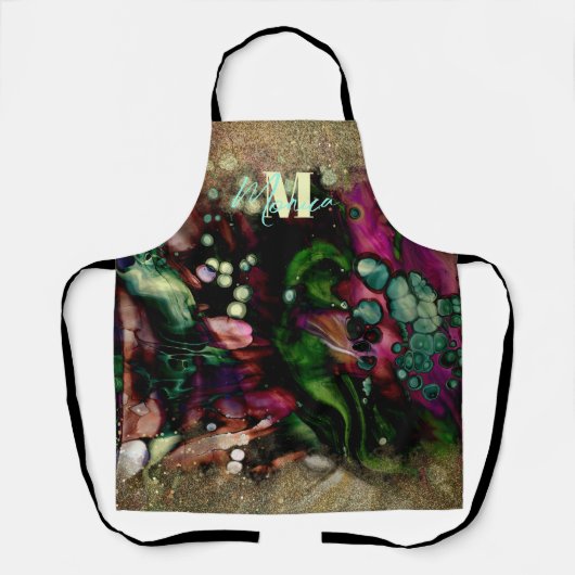 Abstrakt Elegant Bio Glitterie Mit Monogramm Schürze (Vorderseite)