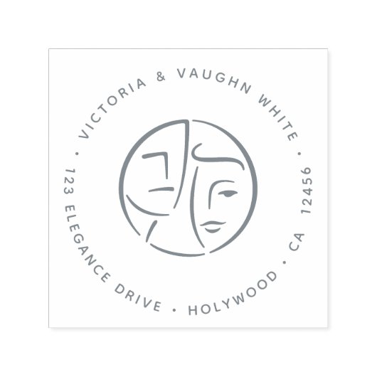 Abstrakt Elegant Rich Couple Rücksendeadresse Permastempel (Design)