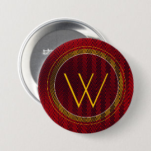 Abstrakt Elegante Maskuline Rotes Gelb Mit Monogra Button