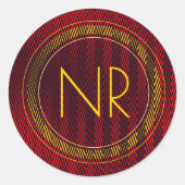 Abstrakt Elegante Maskuline Rotes Gelb Mit Monogra Runder Aufkleber (Vorderseite)