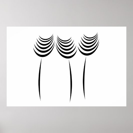 Abstrakt Elegante Minimalistische Schwarz-weiße Bl Poster (Vorne)