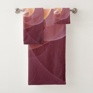 Abstrakt Elegante Modernes Wine Rotes Fraktal Badhandtuch Set