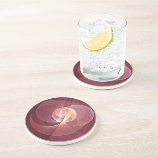 Abstrakt Elegante Modernes Wine Rotes Fraktal Getränkeuntersetzer (Seite)