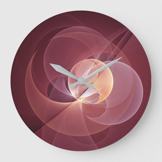 Abstrakt Elegante Modernes Wine Rotes Fraktal Große Wanduhr (Vorderseite)