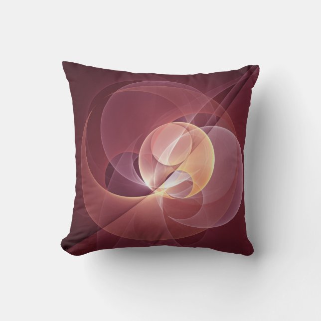 Abstrakt Elegante Modernes Wine Rotes Fraktal Kissen (Vorderseite)