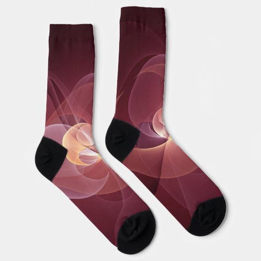 Abstrakt Elegante Modernes Wine Rotes Fraktal Socken (Rechts)