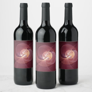 Abstrakt Elegante Modernes Wine Rotes Fraktal Weinetikett