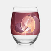 Abstrakt Elegante Modernes Wine Rotes Fraktal Weinglas Ohne Stiel (Rückseite)