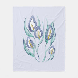Abstrakt Elegante: Wasserfarbe Lila Calla Lilies Fleecedecke