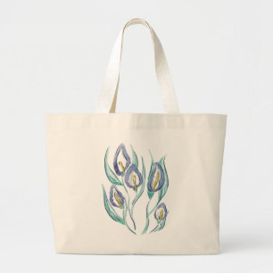 Abstrakt Elegante: Wasserfarbe Lila Calla Lilies Jumbo Stoffbeutel