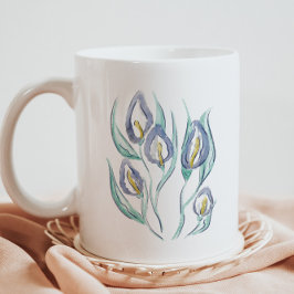 Abstrakt Elegante: Wasserfarbe Lila Calla Lilies Kaffeetasse