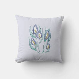 Abstrakt Elegante: Wasserfarbe Lila Calla Lilies Kissen