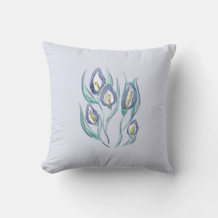 Abstrakt Elegante: Wasserfarbe Lila Calla Lilies Kissen