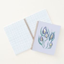 Abstrakt Elegante: Wasserfarbe Lila Calla Lilies Notizblock