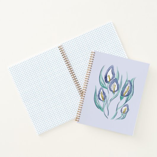 Abstrakt Elegante: Wasserfarbe Lila Calla Lilies Notizblock (Innenseite)