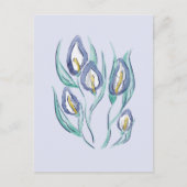 Abstrakt Elegante: Wasserfarbe Lila Calla Lilies Postkarte (Vorderseite)