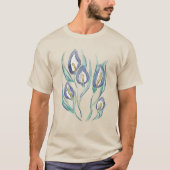 Abstrakt Elegante: Wasserfarbe Lila Calla Lilies T-Shirt (Vorderseite)
