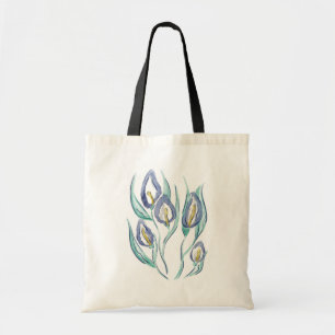 Abstrakt Elegante: Wasserfarbe Lila Calla Lilies Tragetasche