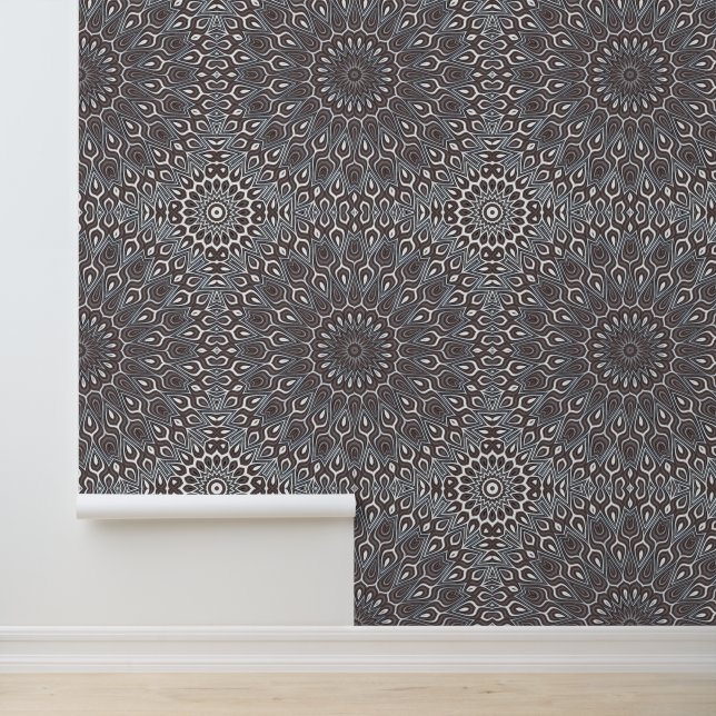 Abstrakt Eleganter Chic Silver Gray Mandala Tapete (Anwendung)