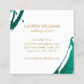 Abstrakt Emerald Green Brushstrikes Quadratische Visitenkarte (Rückseite)