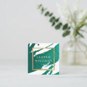 Abstrakt Emerald Green Brushstrikes Quadratische Visitenkarte (Stehend Vorderseite)