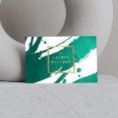 Abstrakt Emerald Green Brushstrikes Visitenkarte