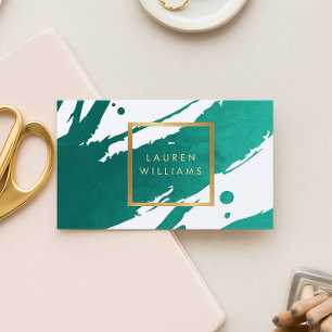 Abstrakt Emerald Green Brushstrikes Visitenkarte