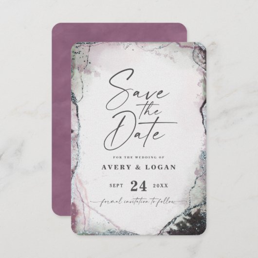 Abstrakt Ethereal Mauve Lilac Lila Wedding Save The Date (Vorne/Hinten)